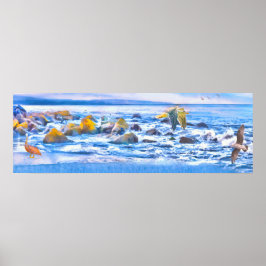 Zee vogeljacht afspeelterrein poster