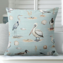 Zee Vogels Blauw Sierkussen