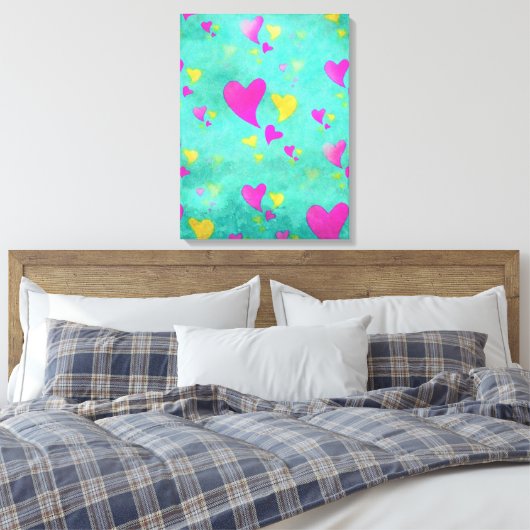 Zee Vol Liefde Waterverf Harten Schilderen Canvas Afdruk (Insitu (Slaapkamer))