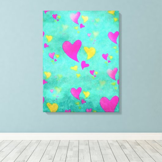 Zee Vol Liefde Waterverf Harten Schilderen Canvas Afdruk (Insitu (Houten vloer))