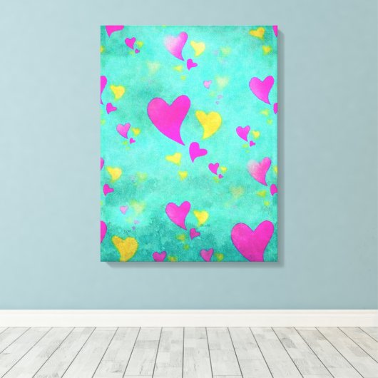 Zee Vol Liefde Waterverf Harten Schilderen Canvas Afdruk (Insitu (Houten vloer))