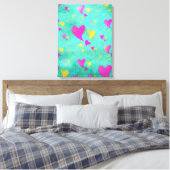 Zee Vol Met Hartjes Waterverf Schilderij Canvas Afdruk (Insitu (Slaapkamer))