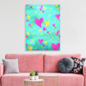 Zee Vol Met Hartjes Waterverf Schilderij Canvas Afdruk (Insitu (Woonkamer))