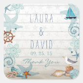 Zee voor de trouwerij van de Kute nautical zomerst Vierkante Sticker (Voorkant)