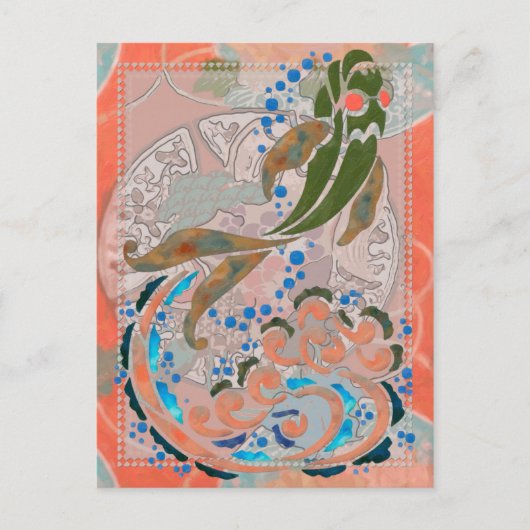 Zee voor de Vrede van Aziatische Folk Kunst Briefkaart (Voorkant)