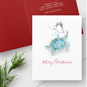 Zee voor Kerstmis in kustWaterverf Feestdagen Kaart