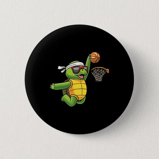 Zee voor schildpad met voetballen ronde button 5,7 cm (Voorkant)