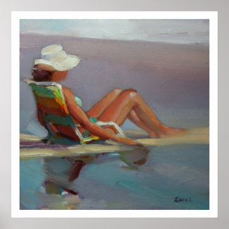 Zee vooraan - Vrouw bij strand Poster