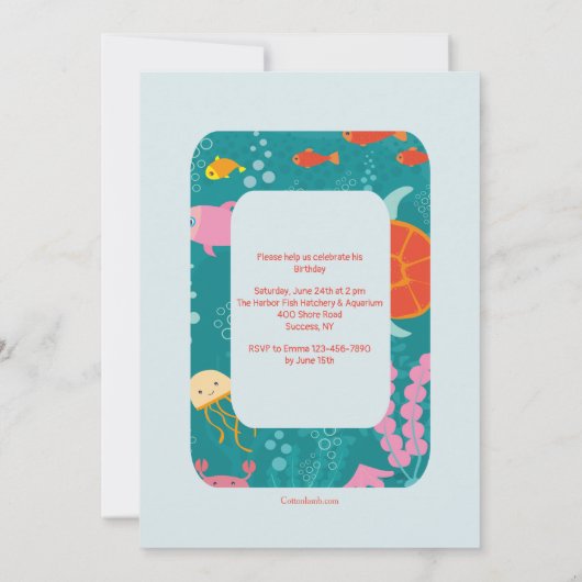 Zee Voyager Rabbit Invitation Kaart (Achterkant)