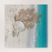 Zee waaier met zand dollar en zeester legpuzzel (Horizontaal)