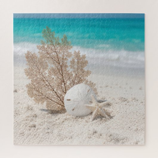 Zee waaier met zand dollar en zeester legpuzzel (Verticaal)