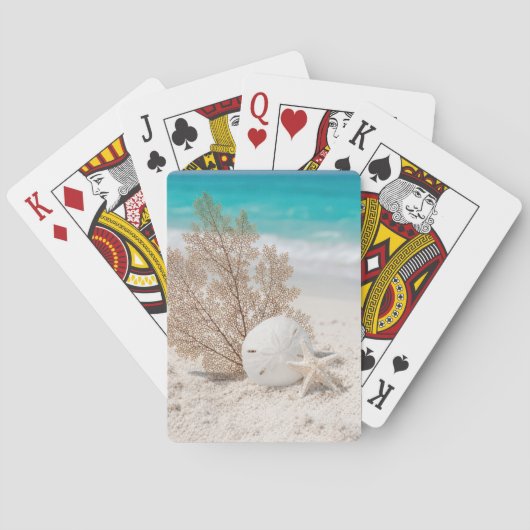 Zee waaier met zand dollar en zeester pokerkaarten (Achterkant)