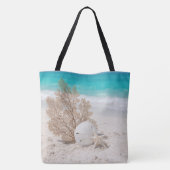 Zee waaier met zand dollar en zeester tote bag (Achterkant)