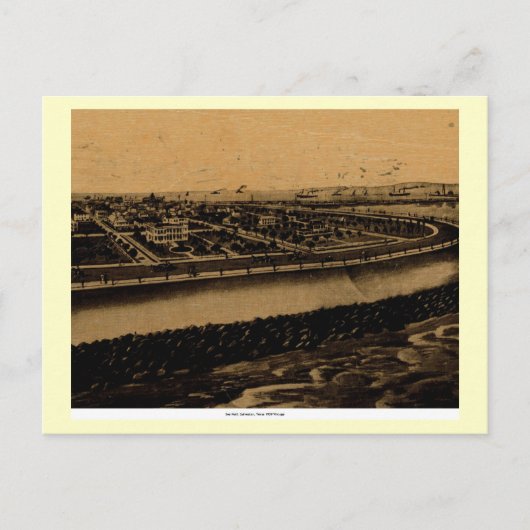 Zee Wall, Galveston, Texas 1909 Vintage Briefkaart (Voorkant)