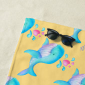 Zee walvis waterverf kunst genaamd patroonzand strandlaken (In situ)