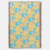 Zee walvis waterverf kunst met de naam patroon goo deken (Voorkant Verticaal)