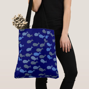 Zee walvissen blauw tote bag