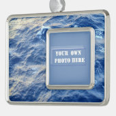 Zee Water Aangepaste foto Verzilverd Omlijst Ornament (Links)