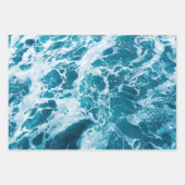 Zee Water Blauwe en Witte Oceaangolven Inpakpapier Vel (Voorkant)