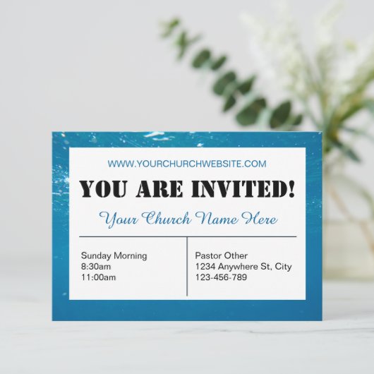 Zee Water Church Invitation Kaart (Staand voorkant)