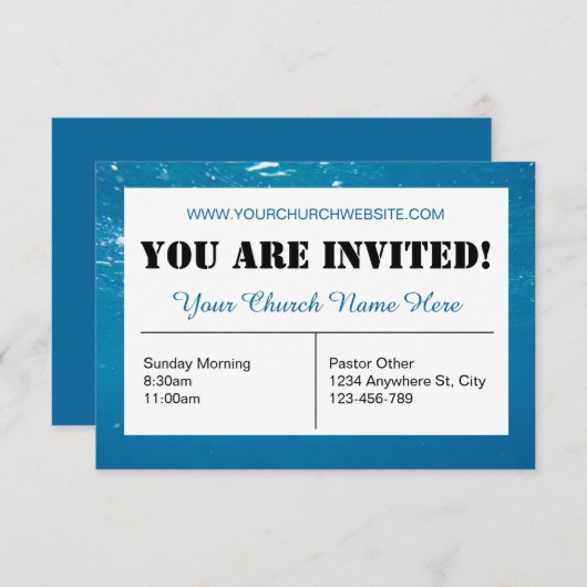 Zee Water Church Invitation Kaart (Voorkant / Achterkant)