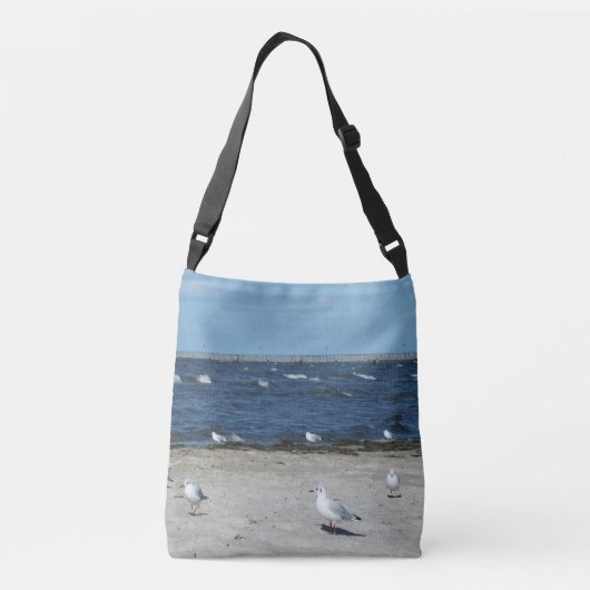 zee, water, zeemeeuw, vogel, reizen, blauw, lucht, crossbody tas (Achterkant)