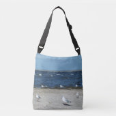 zee, water, zeemeeuw, vogel, reizen, blauw, lucht, crossbody tas (Voorkant)