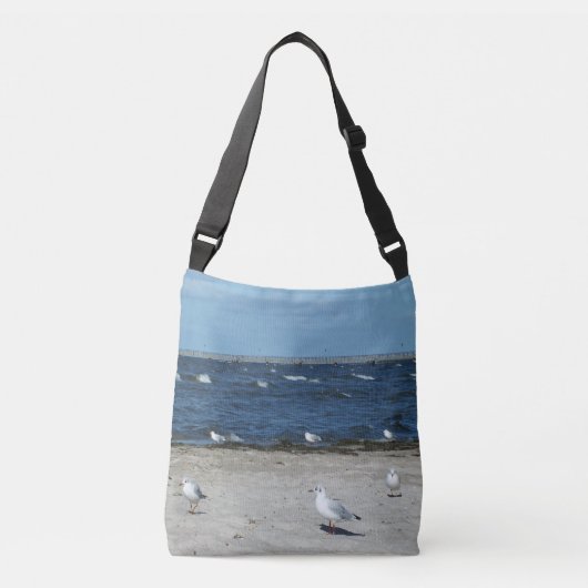 zee, water, zeemeeuw, vogel, reizen, blauw, lucht, crossbody tas (Voorkant)