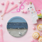 zee, water, zeemeeuw, vogel, reizen, blauw, lucht, papieren bordje (Feest)