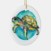 Zee Waterverf blauwe cirkel Keramisch Ornament (Rechts)