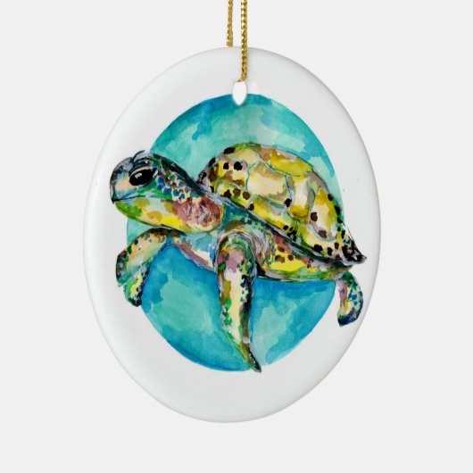 Zee Waterverf blauwe cirkel Keramisch Ornament (Rechts)