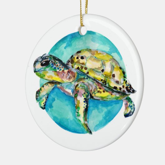 Zee Waterverf blauwe cirkel Keramisch Ornament (Links)