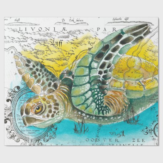 Zee  Waterverf Kaart wit Cadeaupapier (Vlak)