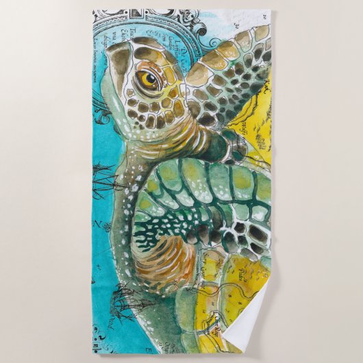 Zee  Waterverf Kaart wit Strandlaken (Voorkant)