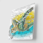 Zee  Waterverf Kaart wit Vierkante Klok (Hoek)