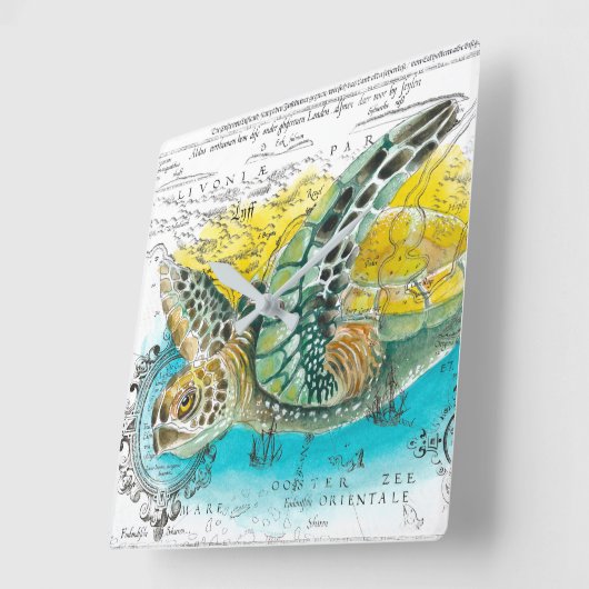 Zee Waterverf Kaart wit Vierkante Klok (Hoek)