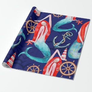 Zee waterverf patroon cadeaupapier