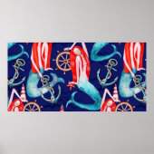 zee waterverf patroon poster (Voorkant)