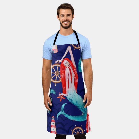 zee waterverf patroon schort (Gedragen)