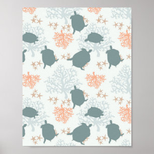 Zee Waterverf schilderen met rooster Poster