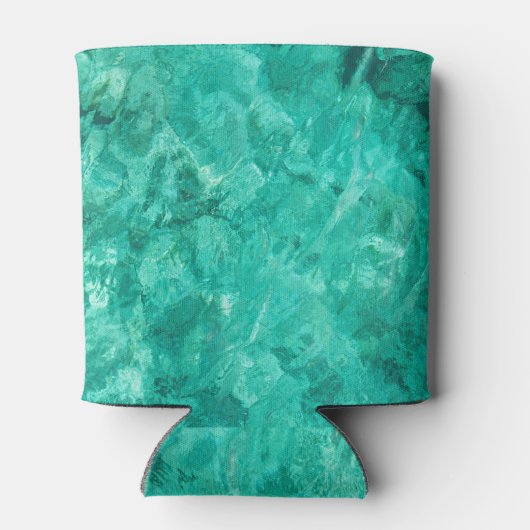 Zee Wave: Turquoise vloeibare achtergrond Blikjeskoeler (Achterkant)