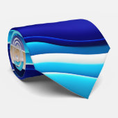 Zee Wave Zachte Waterverf Abstract Patroon Stropdas (Opgerold)