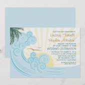 Zee Waves Beach huwelijksuitnodigingen Kaart (Voorkant / Achterkant)