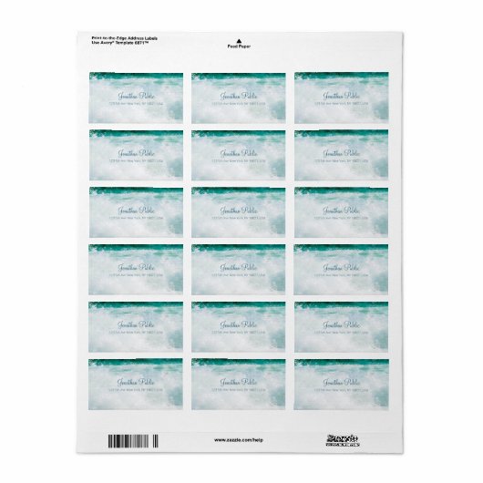 Zee Waves Hand Script Text Elegant Moderne Address Etiket (Full Sheet)