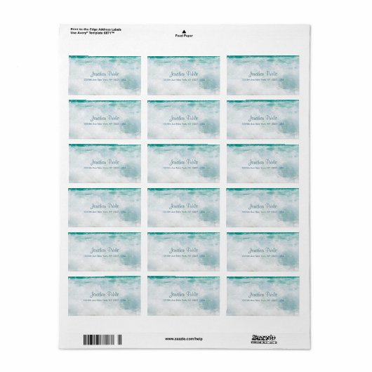 Zee Waves Handgeschreven Script Text Elegant Addre Etiket (Full Sheet)