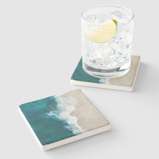 Zee Waves - Maldiven Shore Stenen Onderzetter (Zijkant)