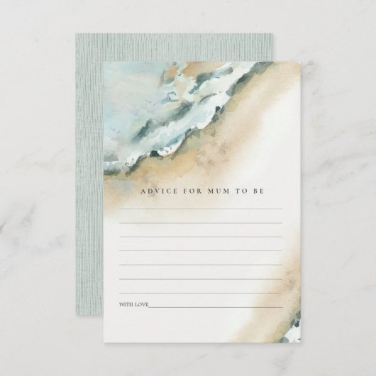 Zee Waves Sand Beach Advice for Mum Baby shower Informatiekaartje (Voorkant / Achterkant)