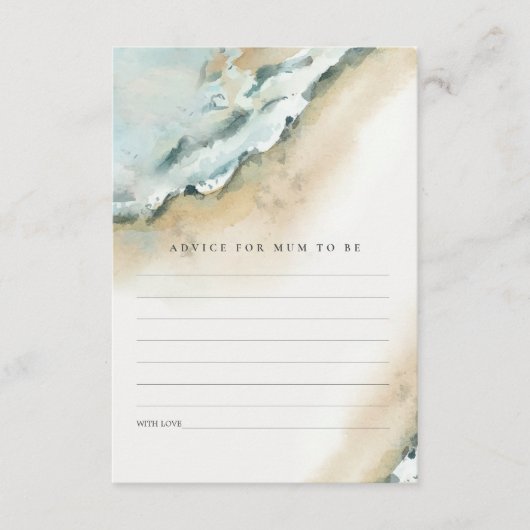 Zee Waves Sand Beach Advice for Mum Baby shower Informatiekaartje (Voorkant)