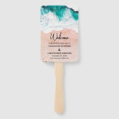 Zee Waves & Sand Beach Bruiloft Handwaaier (Achterkant)