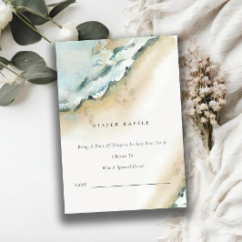 Zee Waves Sand Beach Diaper Raffle Baby shower Informatiekaartje